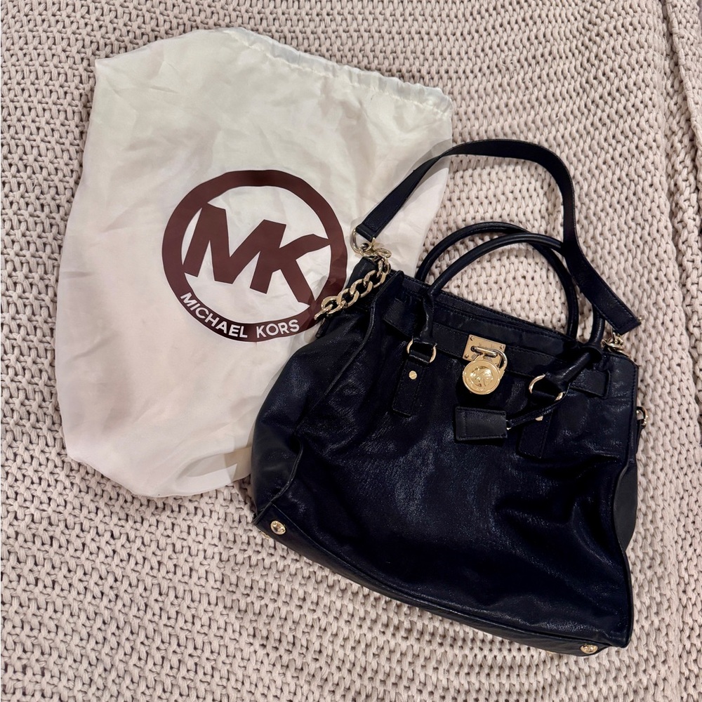 Michael Kors Saffiano Hamilton Bag Soft Leather Black